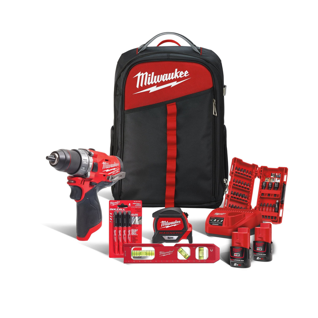 Milwaukee Power Tool Combo Kit Milwaukee M12™ Cordless Professional Combo Kit - M12 FPD- 202BA