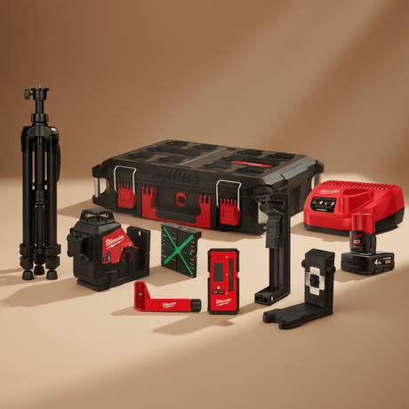 Milwaukee Laser Measure Milwaukee M12 Green 360° 3-Plane Laser Kit 12V - M123PLKIT-401P