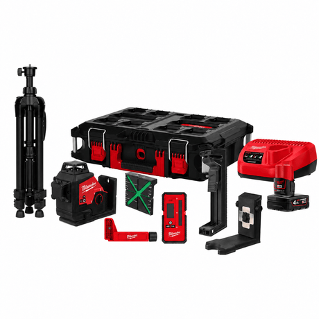 Milwaukee Laser Measure Milwaukee M12 Green 360° 3-Plane Laser Kit 12V - M123PLKIT-401P