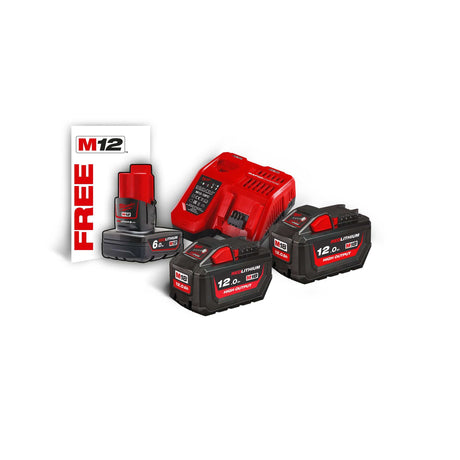 Milwaukee Batteries & Chargers Milwaukee M18™ 2 Pair 12.0 Ah Battery & Multi Voltage Fast Charger 18V Pack- M18 HNRG-122