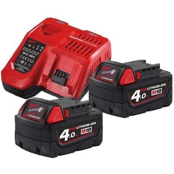 Milwaukee Batteries & Chargers Milwaukee M18™ 2 Pair 4.0 Ah Battery & Multi Voltage Charger 18V Pack- M18 NRG-402