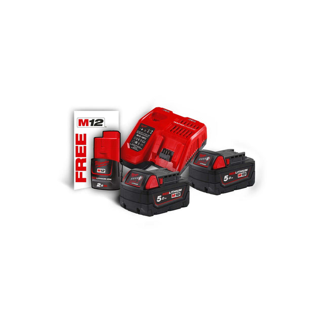 Milwaukee Batteries & Chargers Milwaukee M18™ 2 Pair 5.0 Ah Battery & Multi Voltage Fast Charger 18V Pack- M18 NRG-502