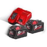 Milwaukee Batteries & Chargers Milwaukee M18™ 2 Pair 9.0 Ah Battery & Multi Voltage Charger 18V Pack- M18 NRG-902