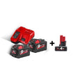 Milwaukee Batteries & Chargers Milwaukee M18™ 2 Pair 9.0 Ah Battery & Multi Voltage Charger 18V Pack- M18 NRG-902