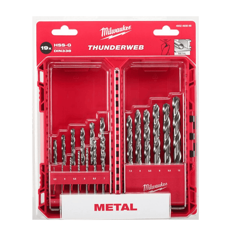 Milwaukee Drill Bits Milwaukee Thunderweb 19 Pieces HSS-G Metal Drill Bit Set - 4932493869