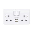 MK Electric Switches & Sockets MK Electric 13A Double 2-Gang Socket with 2 USB