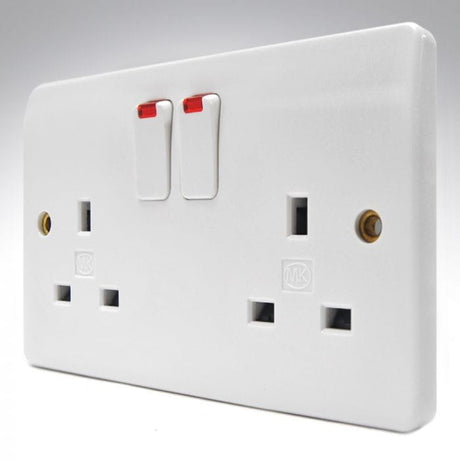 MK Electric Switches & Sockets MK Electric 13A Double 2-Gang Socket with Neon