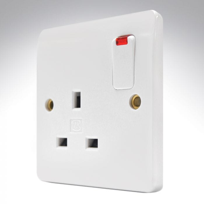 MK Electric Switches & Sockets MK Electric 13A Single 1-Gang Socket with Neon