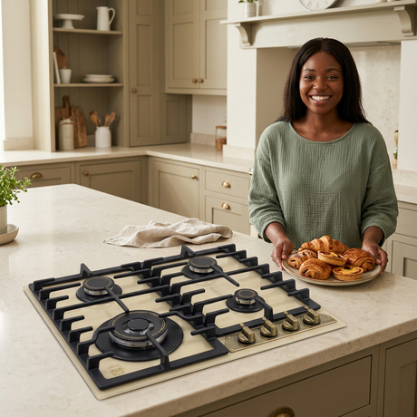 Morning pastry scene beside the ivory Kaiser Empire hob