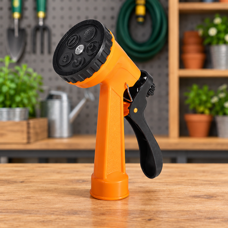 Multi-pattern spray nozzle on a workshop table