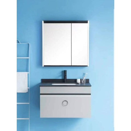 Nate bathroom Bathroom Vanity & Cabinets Bathroom Luxury 80cm Wall-Mounted Vanity Cabinet with LED Mirror - 6631-80