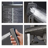 Nate bathroom Shower Set Doli Bathroom Gun Grey Wall Mounted Four-Function Square Rain Shower Set with Temperature Reader, Led Light & Timer - 5BN