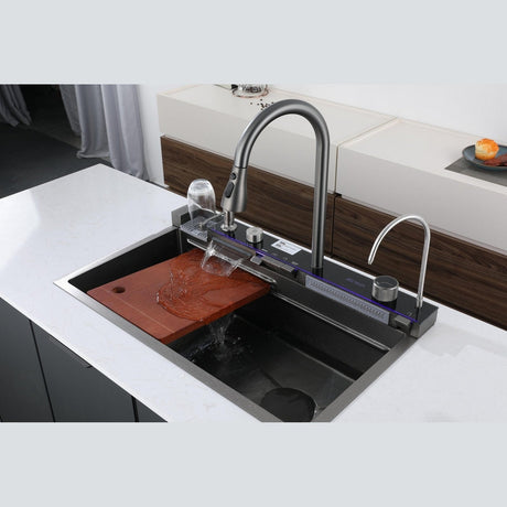 Nate bathroom Kitchen Sink Drop In Double Bowl Kitchen Multi-Sink With Digital Display 75 x 46mm - RS-9994-GM