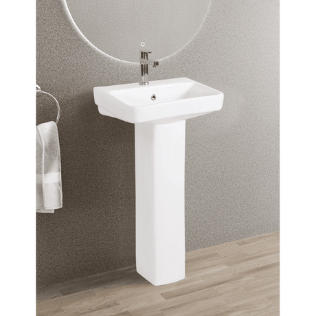 Nate bathroom Bathroom Sink Fabia Ceramic Full Pedestal Wall Mount Wash Hand Basin 457x356mm