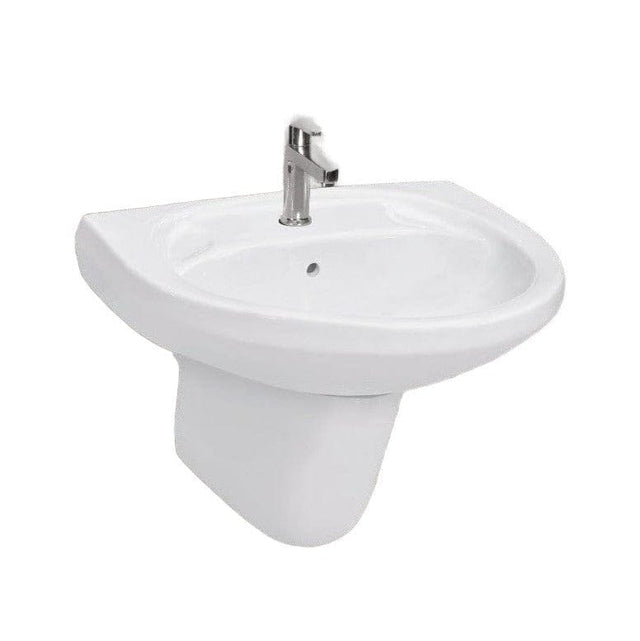 Nate bathroom Bathroom Sink Repose Ceramic Half Pedestal Wall Mount Wash Hand Basin 559x406mm