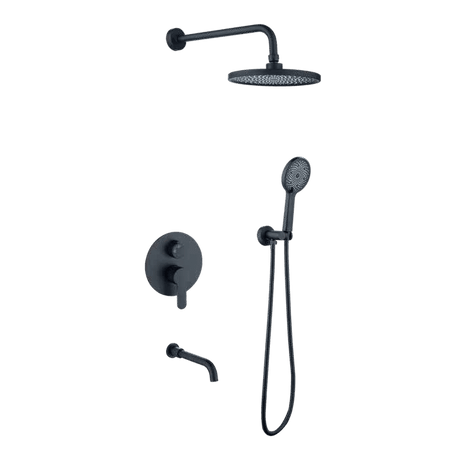 Nate bathroom Shower Set WK Bathroom Black Concealed Wall Mounted Three- Function Round Overhead Rain Shower Set - K-8419H