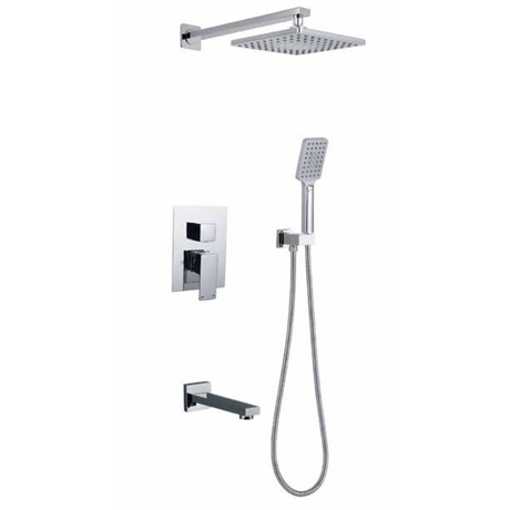 Nate bathroom Shower Set WK Bathroom Chrome Concealed Wall Mounted Three- Function Square Overhead Rain Shower Set - K-8416