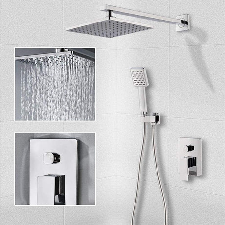 Nate bathroom Shower Set WK Bathroom Chrome Concealed Wall Mounted Three- Function Square Overhead Rain Shower Set - K-8416