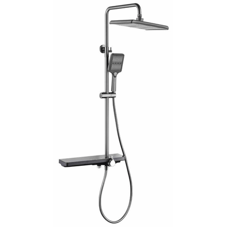 Nate bathroom Shower Set WK Bathroom Gun Grey Wall Mounted Three-Function Square Rain Shower Set - K8856Q