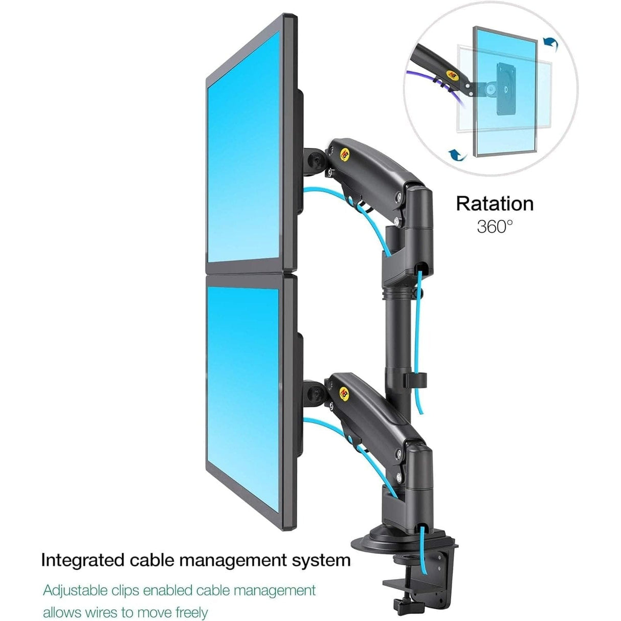 North Bayou Home Accessories NB North Bayou Full Motion Swivel Dual Monitor Desk Mount Stand - H180