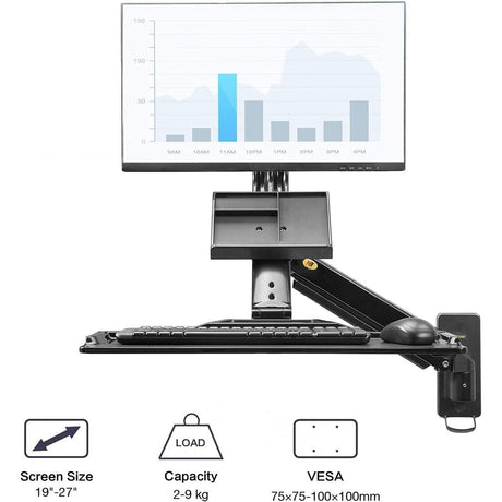 North Bayou Home Accessories NB North Bayou Strut Sit & Stand Monitor TV Wall Mount Bracket Laptop Workstation - MC32-B