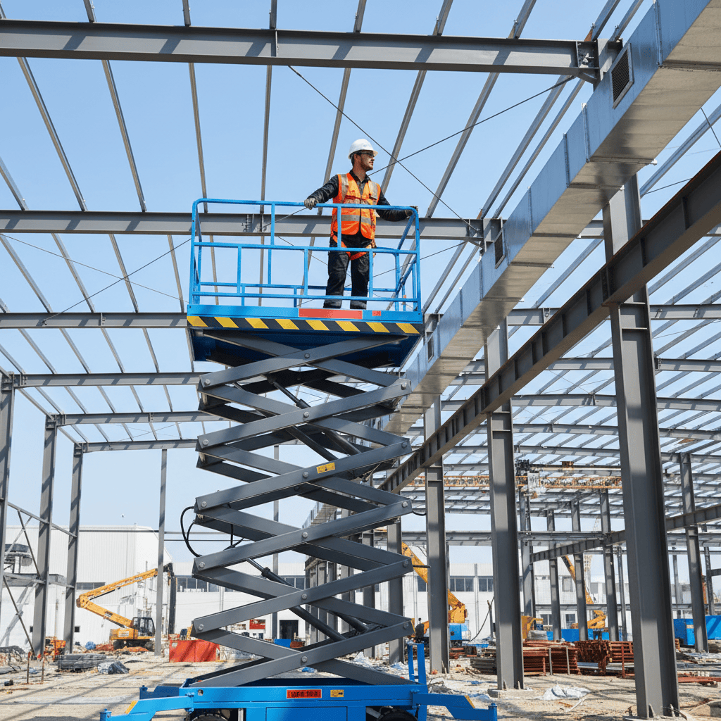 NRG Construction Equipment NRG 10m Heavy-Duty Hydraulic Scissor Lift 500KG - SJY0.5-10
