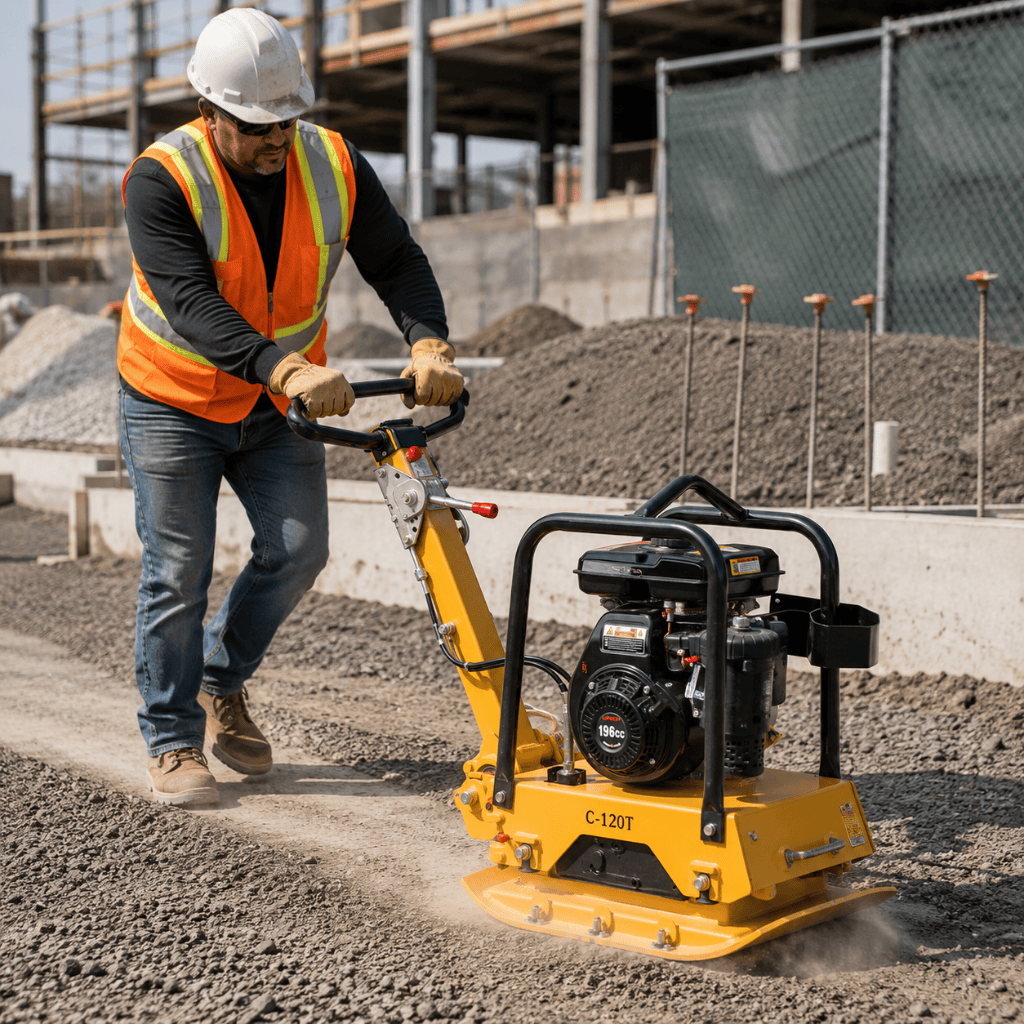NRG Construction Equipment NRG 170KG Gasoline Reversible Plate Compactor 9HP - HBZ-160