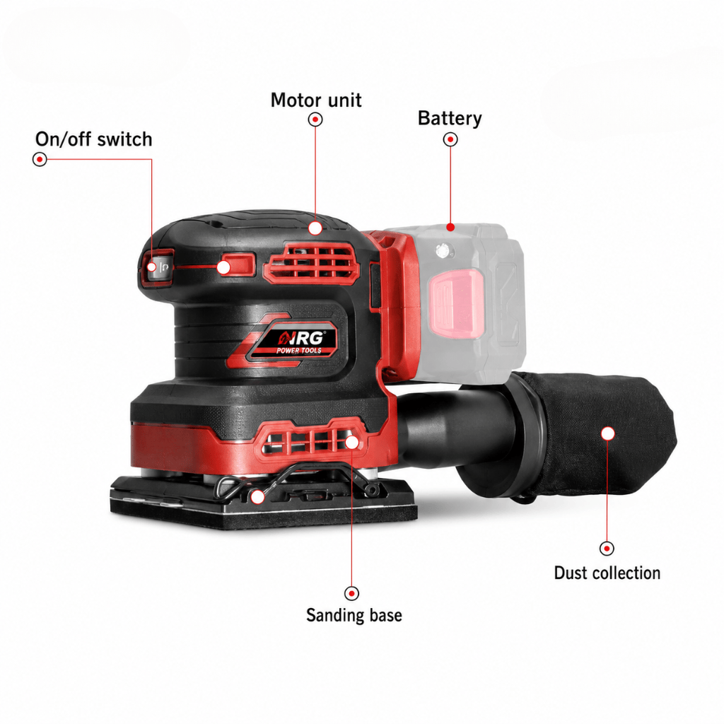 NRG Sander NRG 20V Brushless Cordless Sander 110×100mm Zero Version - NBS20V-0