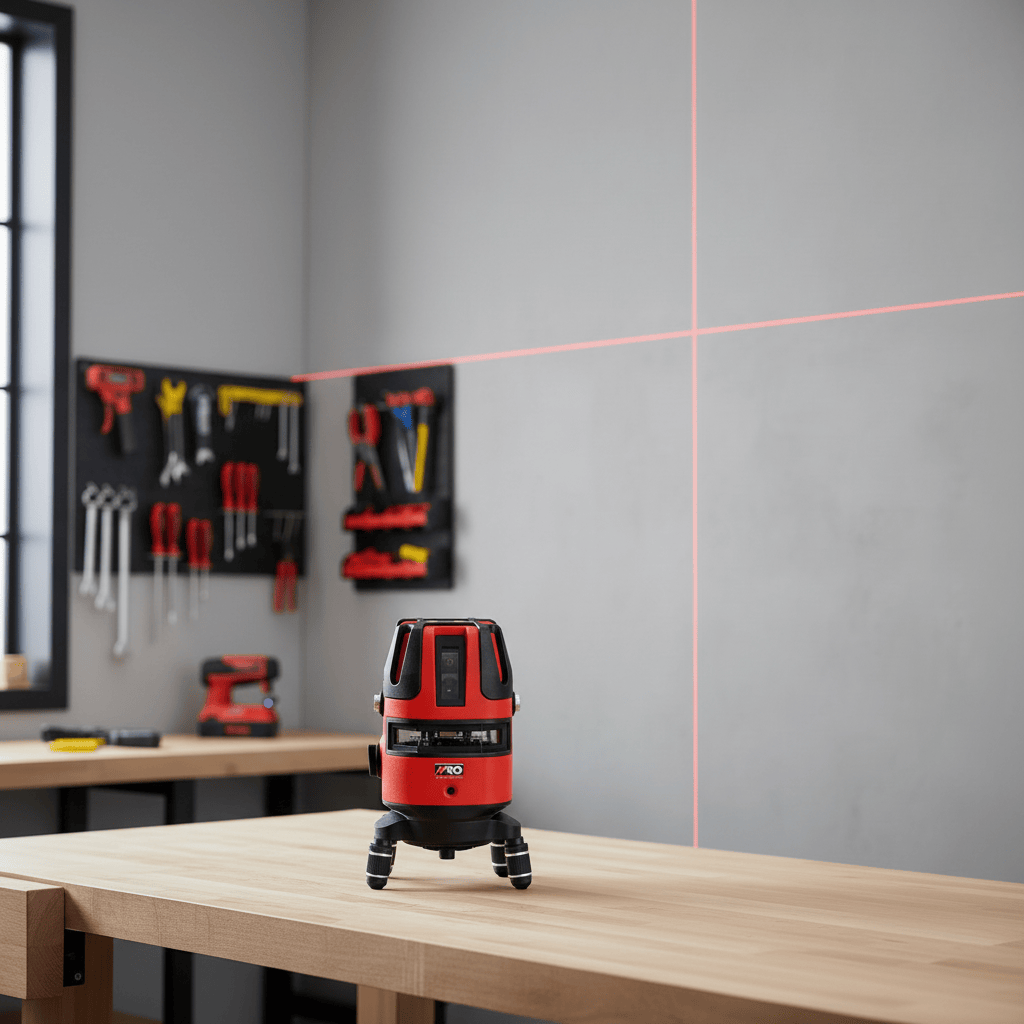 NRG Laser Measures NRG 360° Green Multi-Line Self-Leveling Laser Level with 30m Range & IP54 Protection & Stand - NEL514-180