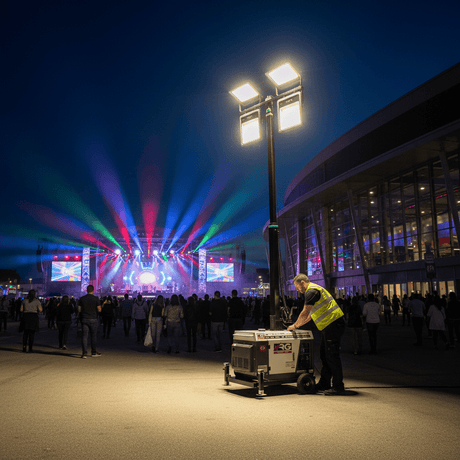 NRG Diesel Generator Tower Light NRG 5.5kW Diesel Generator Tower Light with 4 × 400W Lights, 6m Manual Mast & 16L Tank - NR188FE