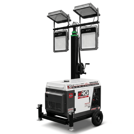 NRG Diesel Generator Tower Light NRG 5.5kW Diesel Generator Tower Light with 4 × 400W Lights, 6m Manual Mast & 16L Tank - NR188FE
