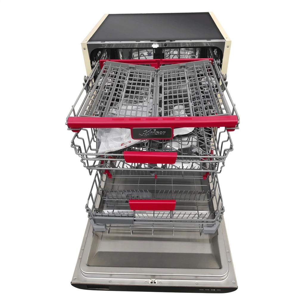 Kaiser Empire Semi-Integrated Dishwasher with 6 Wash Programs | Ivory & Black
