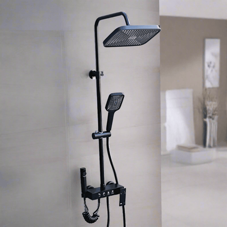 Padmore Shower Set Black Wall Mounted Four-Function Rain Shower Set With Piano Key Shower System