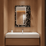 Padmore Bathroom Mirrors Dark Flower Bathroom Mirror with Triple Glass Shelf 50x70cm