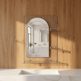 Padmore Bathroom Mirrors Heavy Curved Bathroom Mirror with Triple Glass Shelf 70x50cm