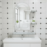 Padmore Bathroom Mirrors Heavy Curved Bathroom Mirror with Triple Glass Shelf 70x50cm