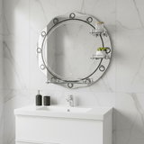 Padmore Bathroom Mirrors Heavy Round Bathroom Mirror with Triple Shelf 60cm x 60cm