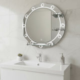Padmore Bathroom Mirrors Heavy Round Bathroom Mirror with Triple Shelf 60cm x 60cm
