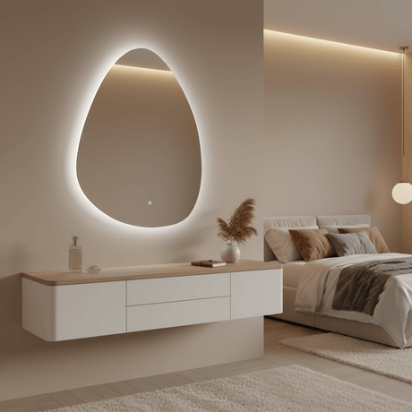 Padmore Bathroom Mirrors Irregular Wall Mount Touch Screen LED Vanity Mirror 60x40cm