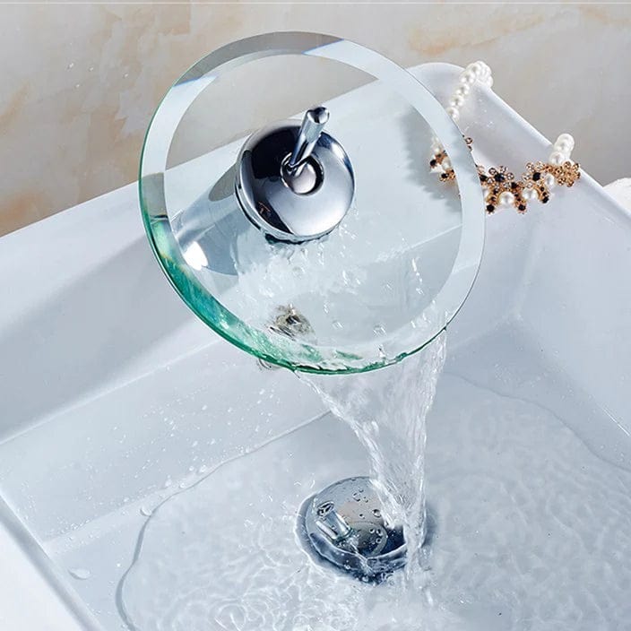 Padmore Bathroom Faucet Modern Style Bathroom Hot & Cold Round Glass Waterfall Tap