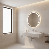 Padmore Bathroom Mirrors Moon-Shaped Touch Screen LED Mirror 60x60cm