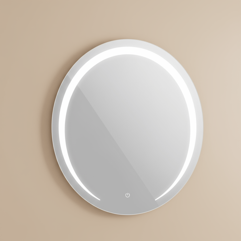 Padmore Bathroom Mirrors Moon-Shaped Touch Screen LED Mirror 60x60cm