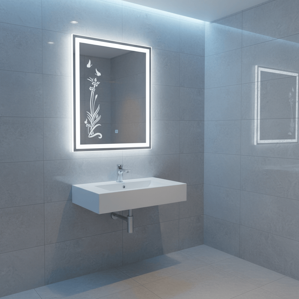 Padmore Bathroom Vanity & Cabinets Rectangular Led Touch Screen Bathroom Mirror 60cm x 45cm
