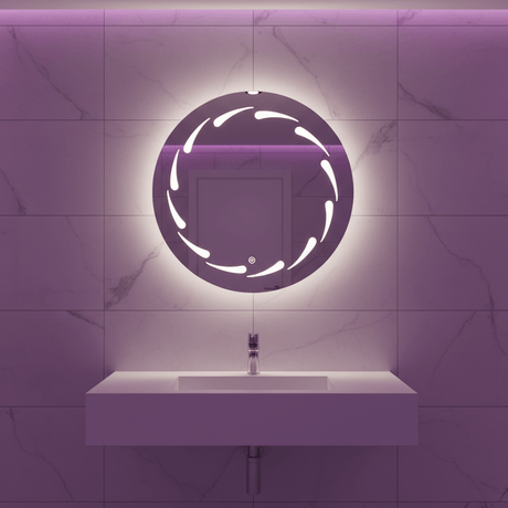 Padmore Bathroom Vanity & Cabinets Round Led Touch Screen Bathroom Mirror 50cm x 50cm