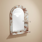 Padmore Bathroom Mirrors Semi Arc Bathroom Mirror with Double Shelves  70x50cm