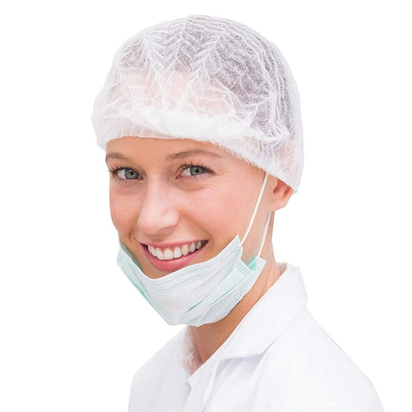 PPE Janitorial & Cleaning Disposable 100 Pieces Non-woven Hair Net Bouffant Blue