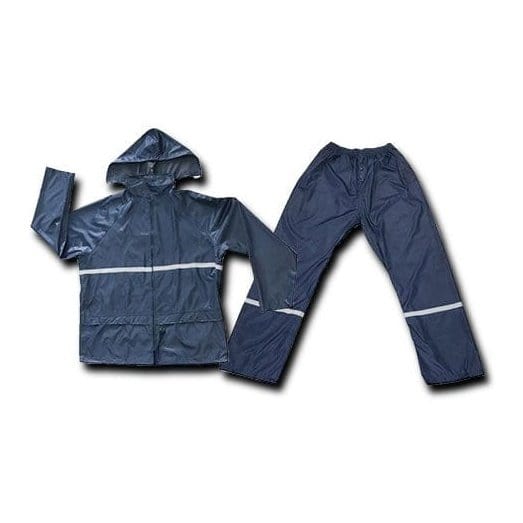 PPE Safety Clothing Navy Blue Rain Suit With Reflector