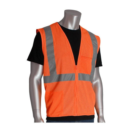 PPE Safety Clothing Orange Zipped Reflective Safety Vest With Pocket