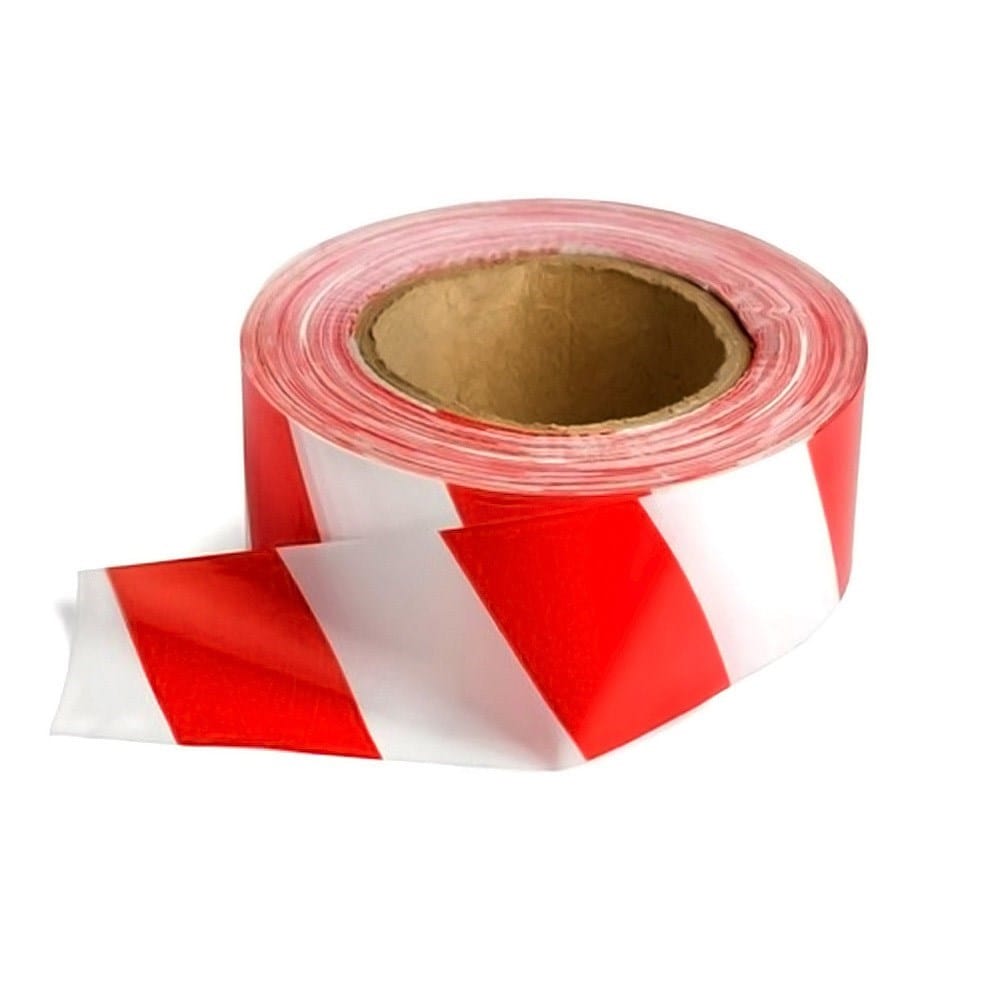 Red & White Warning Barricade Safety Tape 75mm X 500m Supply Master