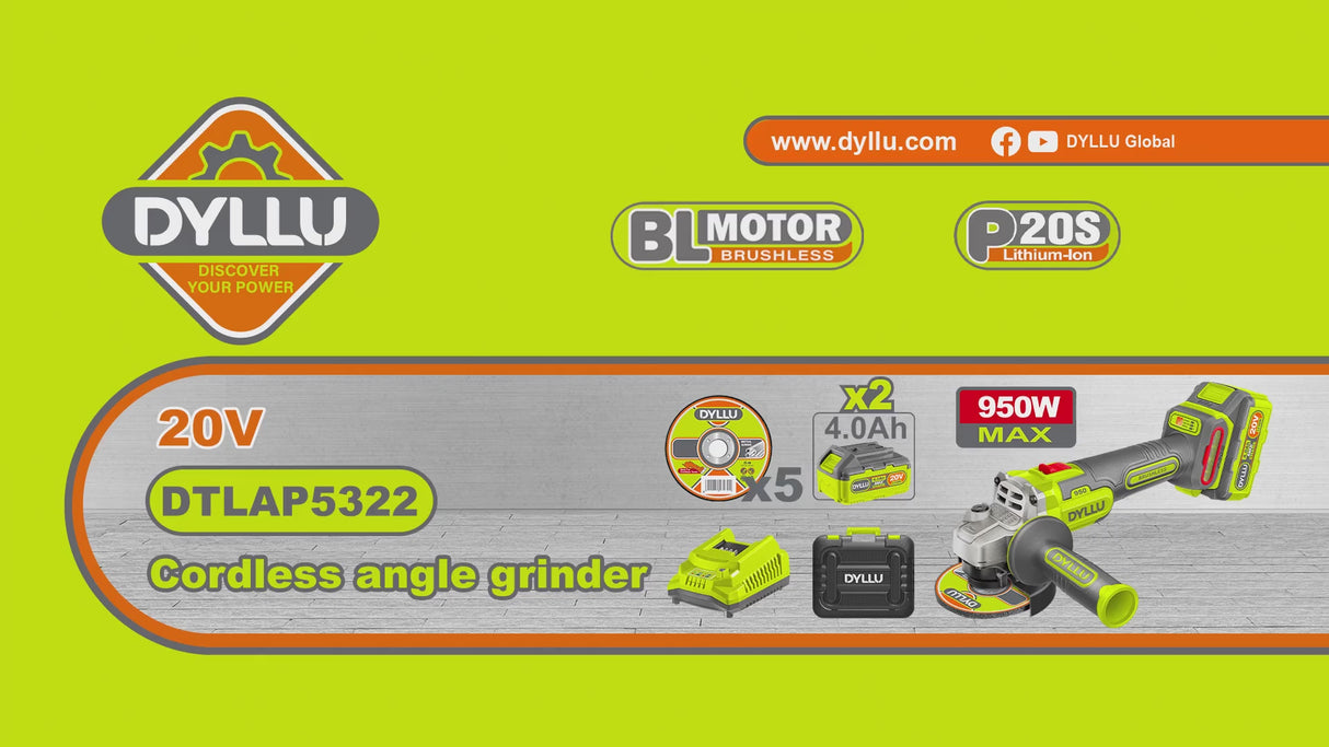 Dyllu 20V Cordless Angle Grinder - DTLAP5322